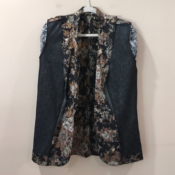 VTG Classics by Leslie Fay Jacket Women 10 Black Brown  Floral Boho Cottagecore - Picture 3 of 8